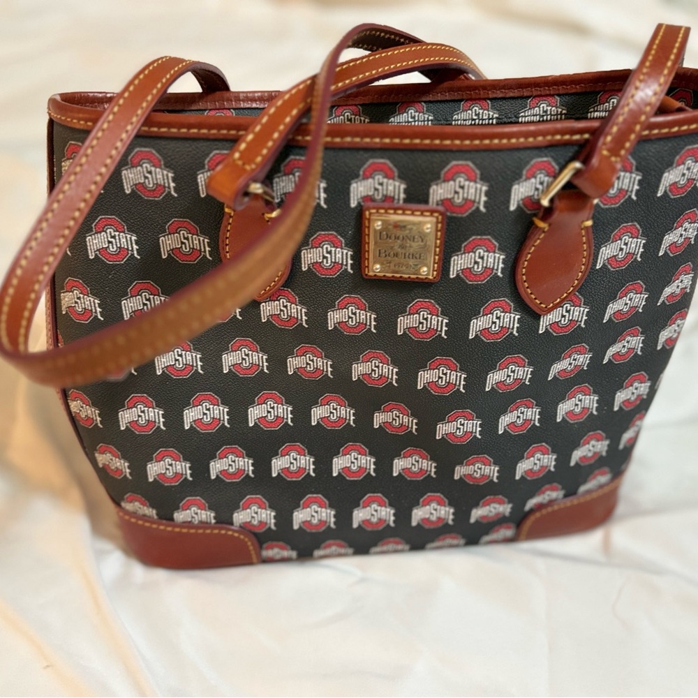 Dooney & Bourke Black and Brown Tote Bag with Leather Trim